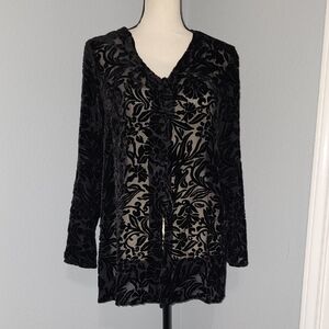 Black Floral Velvet Top